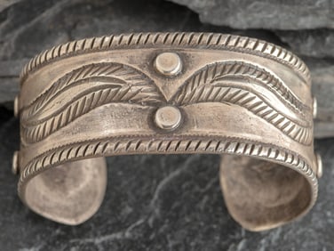 Navajo Chiseled Ingot Cuff Bracelet with Repoussé