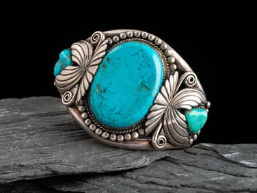Sadie Calvin (Diné, act. 1950s-1970s) Silver and Turquoise Cuff Bracelet
