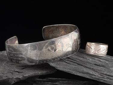 Northwest Coast Silver Avian Cuff Bracelet and Ring