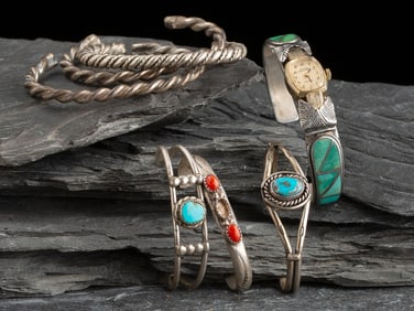 Navajo Silver Cuff Bracelets and Watch Band