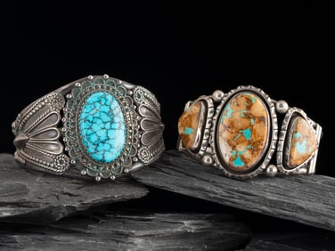 Navajo Silver and Turquoise Cuff Bracelet, PLUS