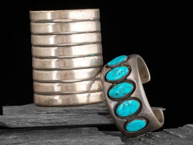 Dan A. Jackson (Diné, b. 1944) Silver and Turquoise Cuff Bracelet, PLUS