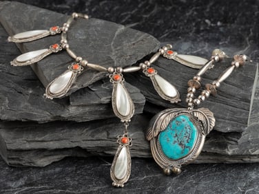 Pair of Inlaid Navajo Necklaces