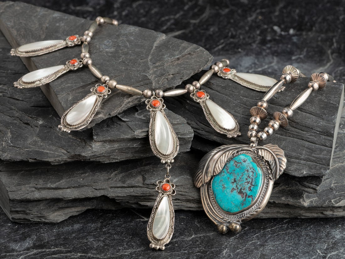 Pair of Inlaid Navajo Necklaces (1 of 2)