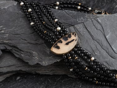 Gail Bird and Yazzie Johnson  (Diné, b. 1949 / 1946)  Multi-strand Necklace, with 18K Gold