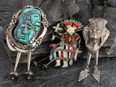 Zuni, Navajo, and Southwestern-style Bolo Ties