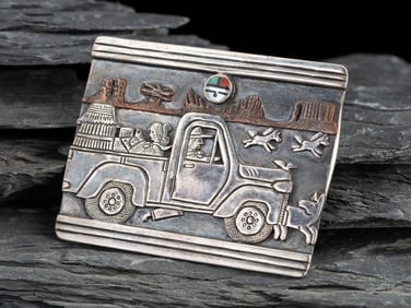 Clarence Lee and Russell Lee (Diné, 1952-2011 / b. 1976) Sterling Silver Storyteller Pickup