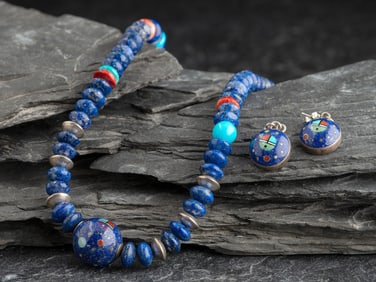 Ernest Benally  (Diné, b. 1959) Sterling Silver, Lapis, Spiny Oyster, and Turquoise Necklace