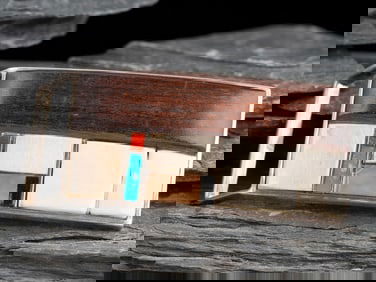 Edison Cummings (Diné, b. 1962) Sterling Silver Inlaid Belt Buckle, with 14K Gold Spacers