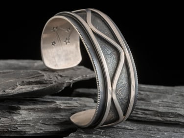 Cody Sanderson (Diné-Hopi-Pima-Nambe, b. 1964) Men's Sterling Silver Cuff Bracelet