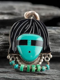 Gomeo Bobelu (Zuni, 1964-2022) Mosaic Inlay Figural Pendant