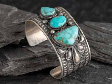 Andy Cadman (Diné, b. 1966) Sterling Silver and Turquoise Cuff Bracelet