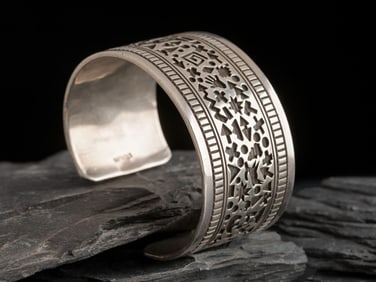 Kee Yazzie (Diné, b. 1969) Sterling Silver Petroglyph Cuff Bracelet