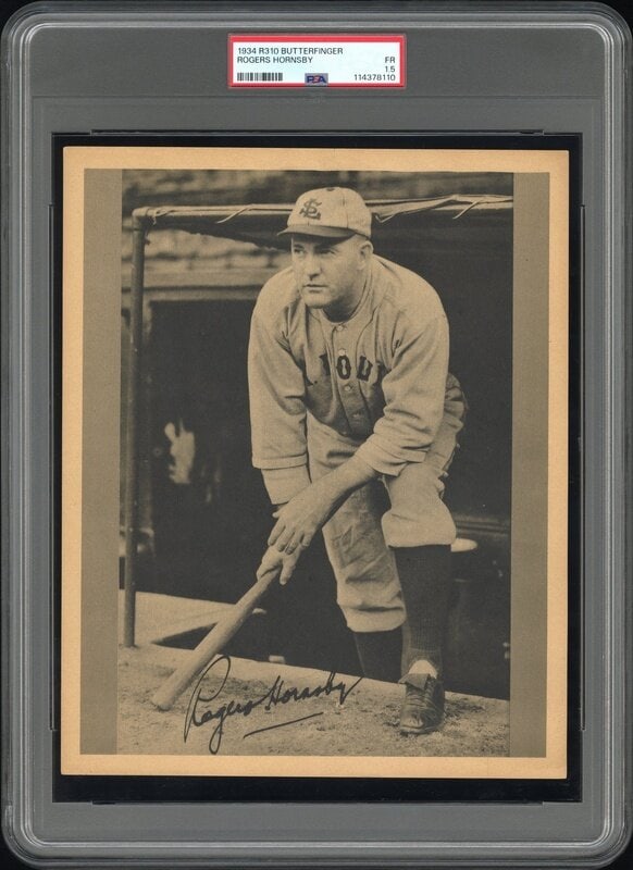 A 1934 R310 Butterfinger Rogers Hornsby Baseball Card (PSA 1.5) (1 of 2)