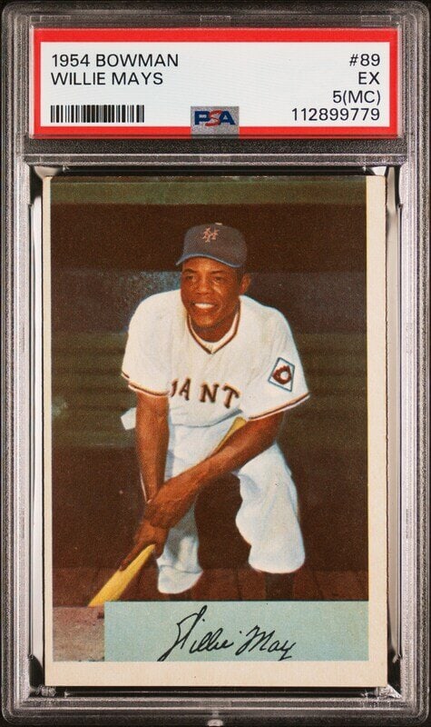 A 1954 Bowman Willie Mays Baseball Card No. 89 (PSA 5 EX MC) (1 of 2)