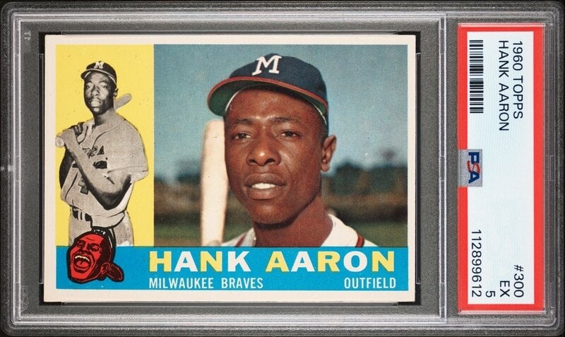 A 1960 Topps Hank Aaron Baseball Card No. 300 (PSA 5 EX) (1 of 2)