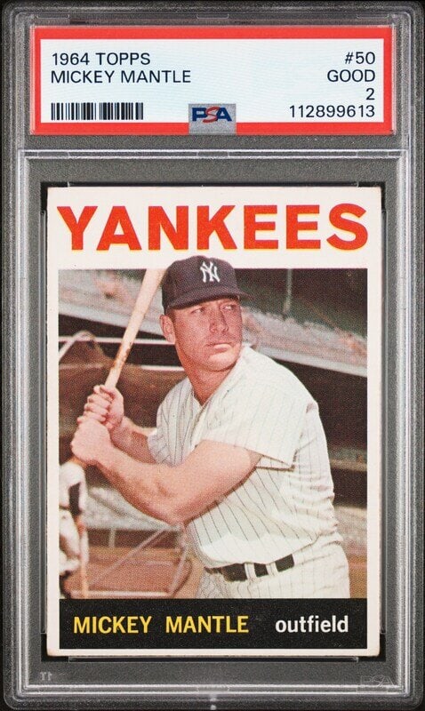 A 1964 Topps Mickey Mantle Baseball Card No. 50 (PSA 2 GOOD) (1 of 2)