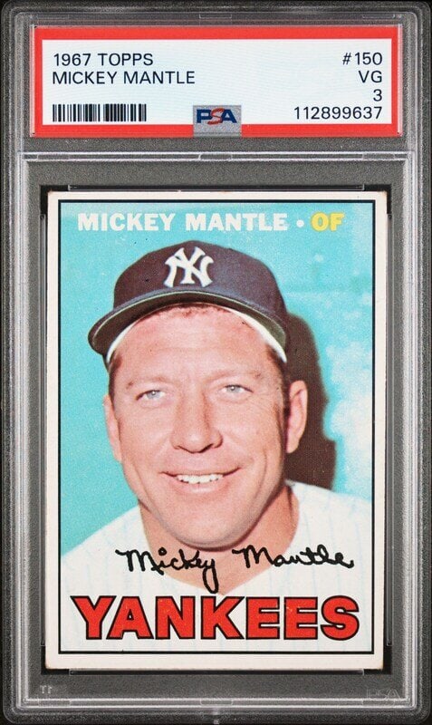 A 1967 Topps Mickey Mantle Baseball Card No. 150 (PSA 3 VG) (1 of 2)
