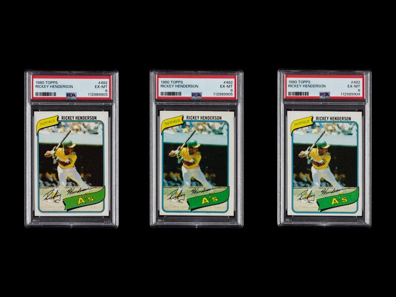 A Group of Three PSA Graded 1980 Topps Rickey Henderson Rookie Baseball Cards No. 482 (PSA 6 EX-MT) (1 of 2)