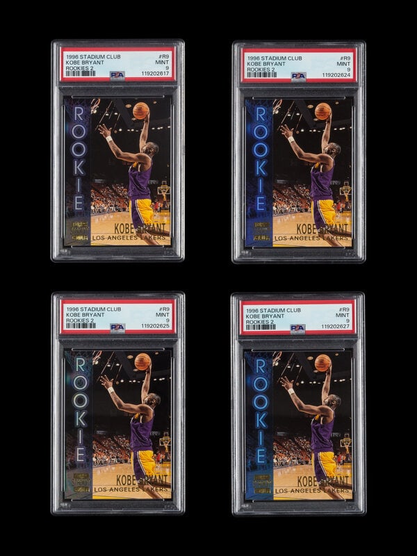 A Collection of Four 1996 Stadium Club Rookies 2 R9 Kobe Bryant Rookie Cards (PSA 9 MINT) (1 of 2)