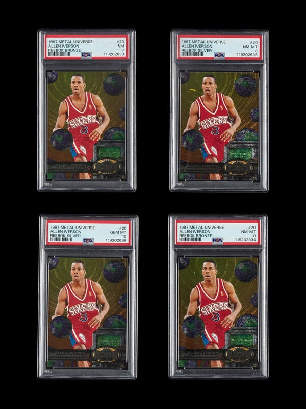 A Collection of PSA Graded 1997 Metal Universe Allen Iverson Reebok Basketball Cards No. 20 (1 of 2)