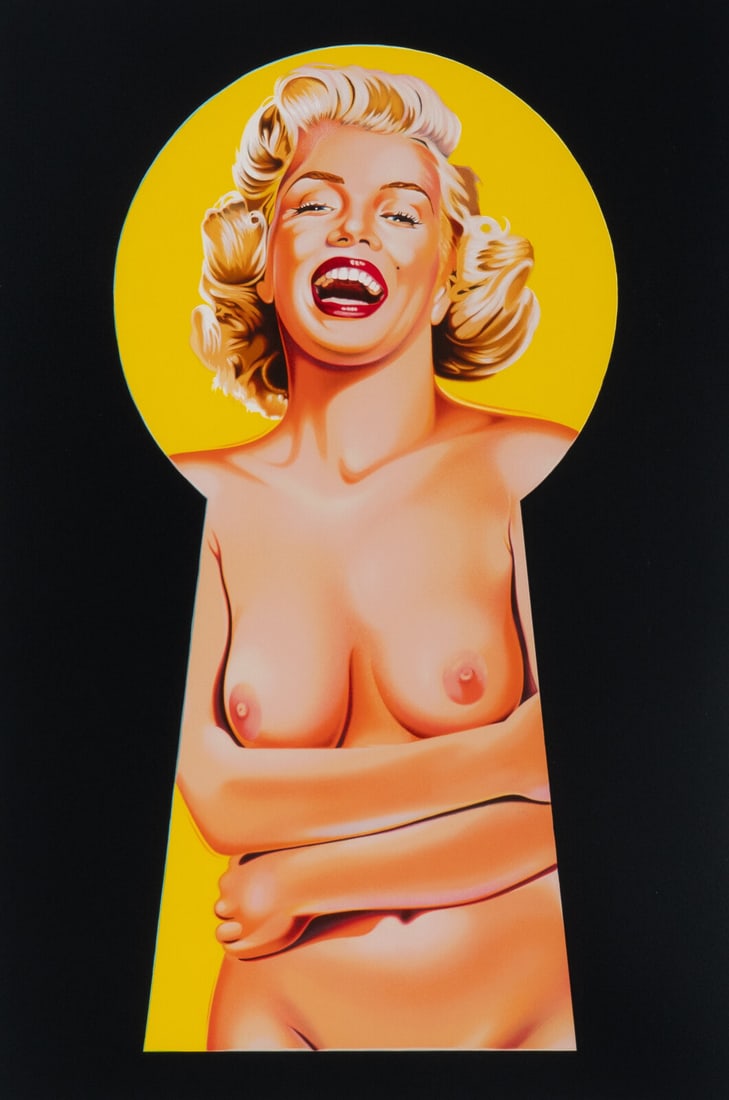 Mel Ramos (American, 1935–2018) Peek-a-Boo Yellow: Mel Ramos (American, 1935–2018) Peek-a-Boo Yellow color lithograph signed and numbered A.P. 17/50 in pencil 24 x 16 inches. This lot is located in Chicago.