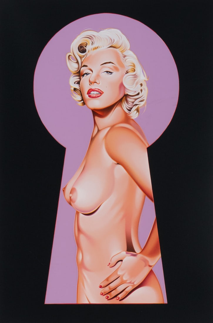 Mel Ramos (American, 1935-2018) Peek-a-Boo Purple: Mel Ramos (American, 1935-2018) Peek-a-Boo Purple lithograph signed and numbered A.P. 40/50 24 x 15 7/8 inches. This lot is located in Chicago.