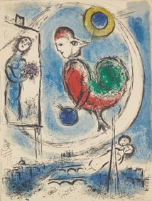 Marc Chagall (Belarusian/French, 1887-1985) Le Coq sur Paris, 1958