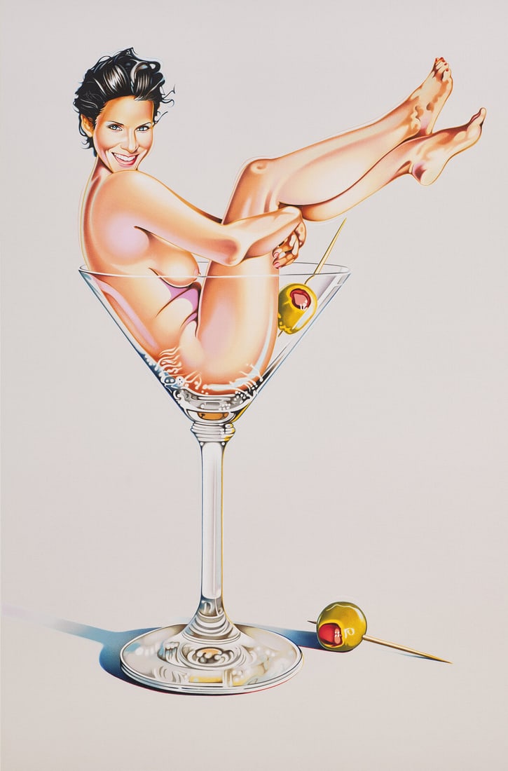 Mel Ramos (American, 1935-2018) Martini Miss #2 (Courtney Cox), 2004: Mel Ramos (American, 1935-2018) Martini Miss #2 (Courtney Cox), 2004 color screenprint signed and numbered A.P. 9/50 in pencil 26 1/2 x 17 1/2 inches. Property from the Gary W. London, M.D. Trust This