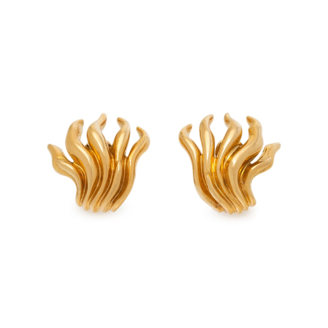 VERDURA, YELLOW GOLD 'TENDRIL FLAME' EARRINGS