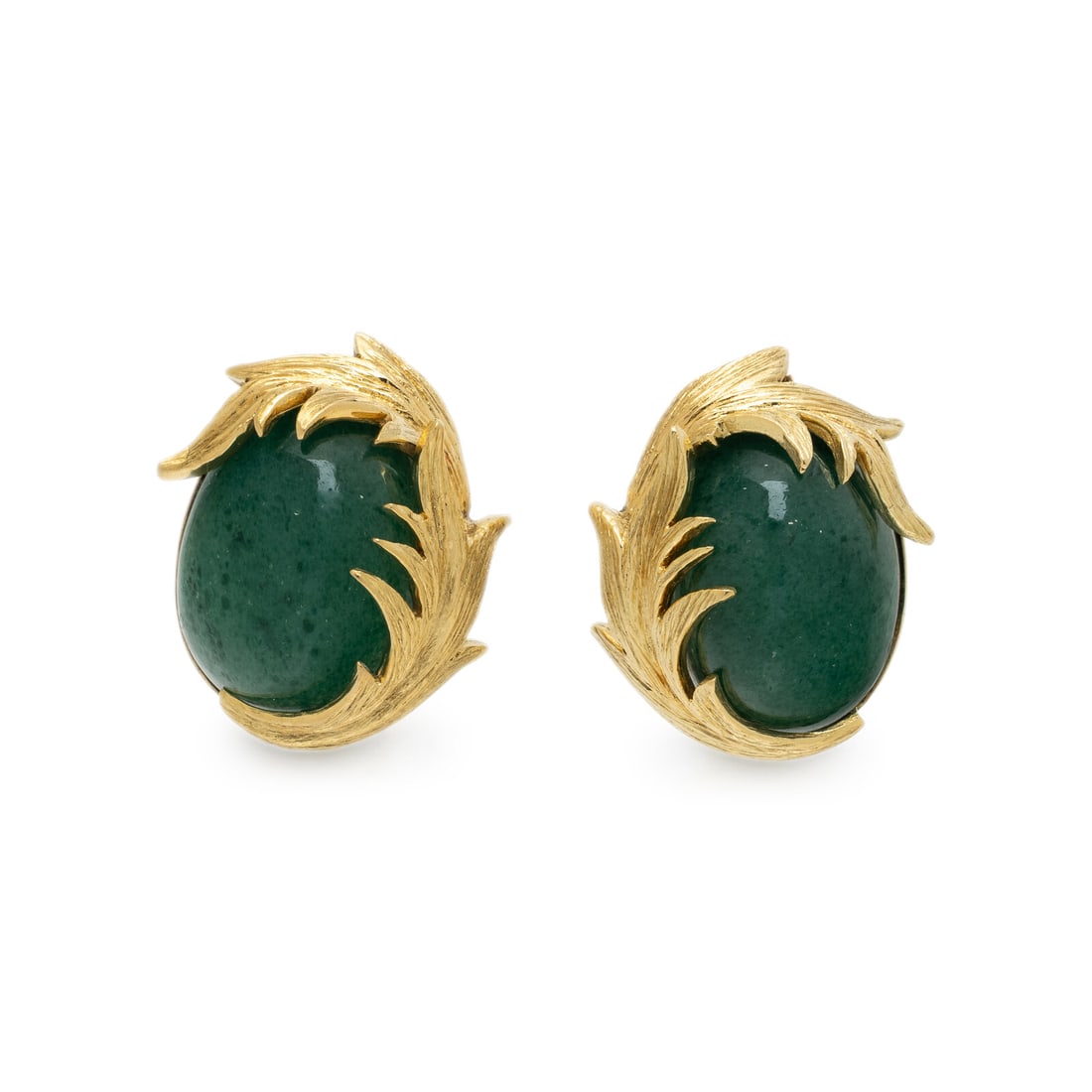 DAVID WEBB, AVENTURINE QUARTZ AND YELLOW GOLD EARRINGS (1 of 2)