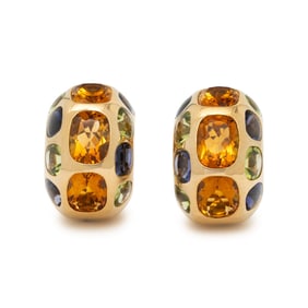CHANEL, YELLOW GOLD AND MULTIGEM EARRINGS
