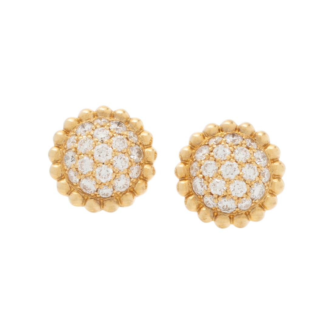 VAN CLEEF & ARPELS, DIAMOND AND YELLOW GOLD 'PERLÉE' STUD EARRINGS (1 of 4)