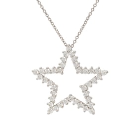 TIFFANY & CO., PLATINUM AND DIAMOND STAR PENDANT NECKLACE