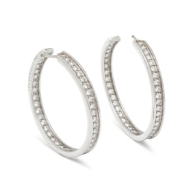 CARTIER, DIAMOND HOOP EARRINGS
