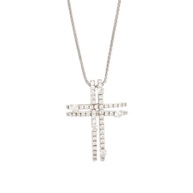 DAMIANI, 'NOTTE DI SAN LORENZO' DIAMOND CROSS PENDANT NECKLACE