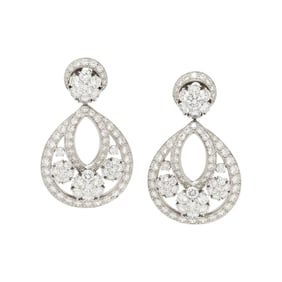 VAN CLEEF & ARPELS, DIAMOND 'SNOWFLAKE' EARRINGS