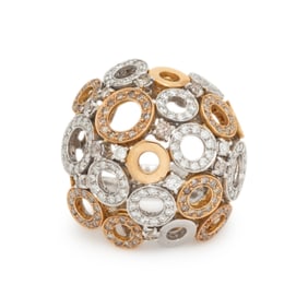BICOLOR GOLD AND DIAMOND BOMBÉ RING
