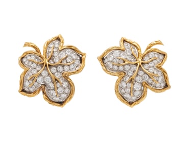 VAN CLEEF & ARPELS, DIAMOND LEAF EARRINGS