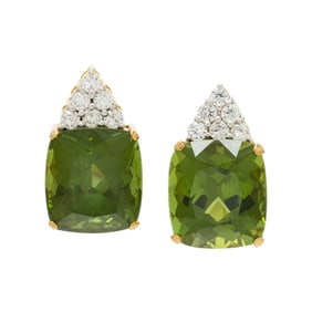 PERIDOT, DIAMOND, AND YELLOW GOLD EARRINGS