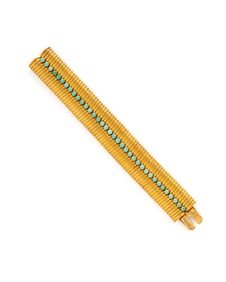 TURQUOISE AND YELLOW GOLD FLEXIBLE BRACELET