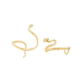 VERDURA, PAIR OF YELLOW GOLD AND RUBY 'MEDUSA' SERPENT CUFF BRACELETS