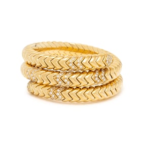 BULGARI, YELLOW GOLD AND DIAMOND 'SPIGA', TRIPLE WRAP BRACELET