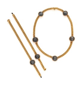 BULGARI, YELLOW GOLD AND ANCIENT COIN 'MONETE' CONVERTIBLE NECKLACE