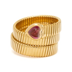 BULGARI, YELLOW GOLD AND PINK TOURMALINE 'SERPENTI' 'TUBOGAS' BRACELET