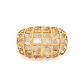 VERDURA, ROCK CRYSTAL QUARTZ AND YELLOW GOLD 'CAGED' RING