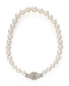 CULTURED PEARL AND DIAMOND NECKLACE