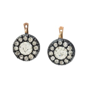 ANTIQUE, SILVER, GOLD, AND DIAMOND EARRINGS
