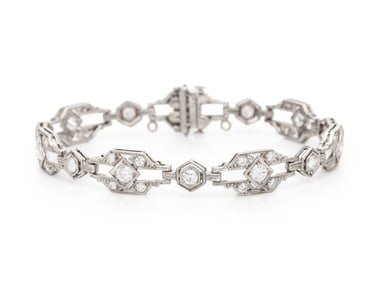 CD PEACOCK, ART DECO, DIAMOND AND PLATINUM BRACELET