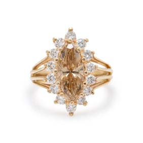 MARQUISE FANCY BROWN-YELLOW DIAMOND RING